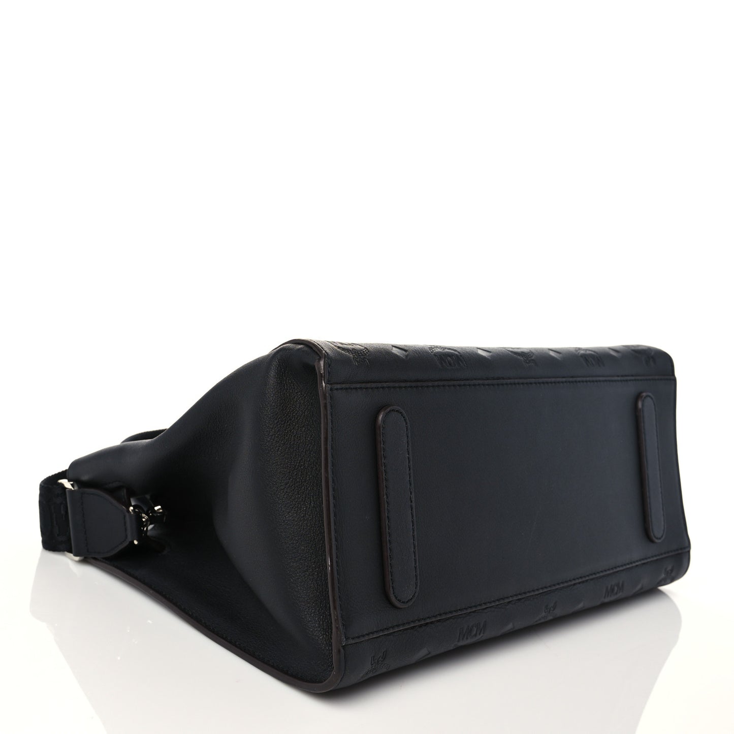 Calfskin Ottoman Essential Visetos Medium Tote Bag Black