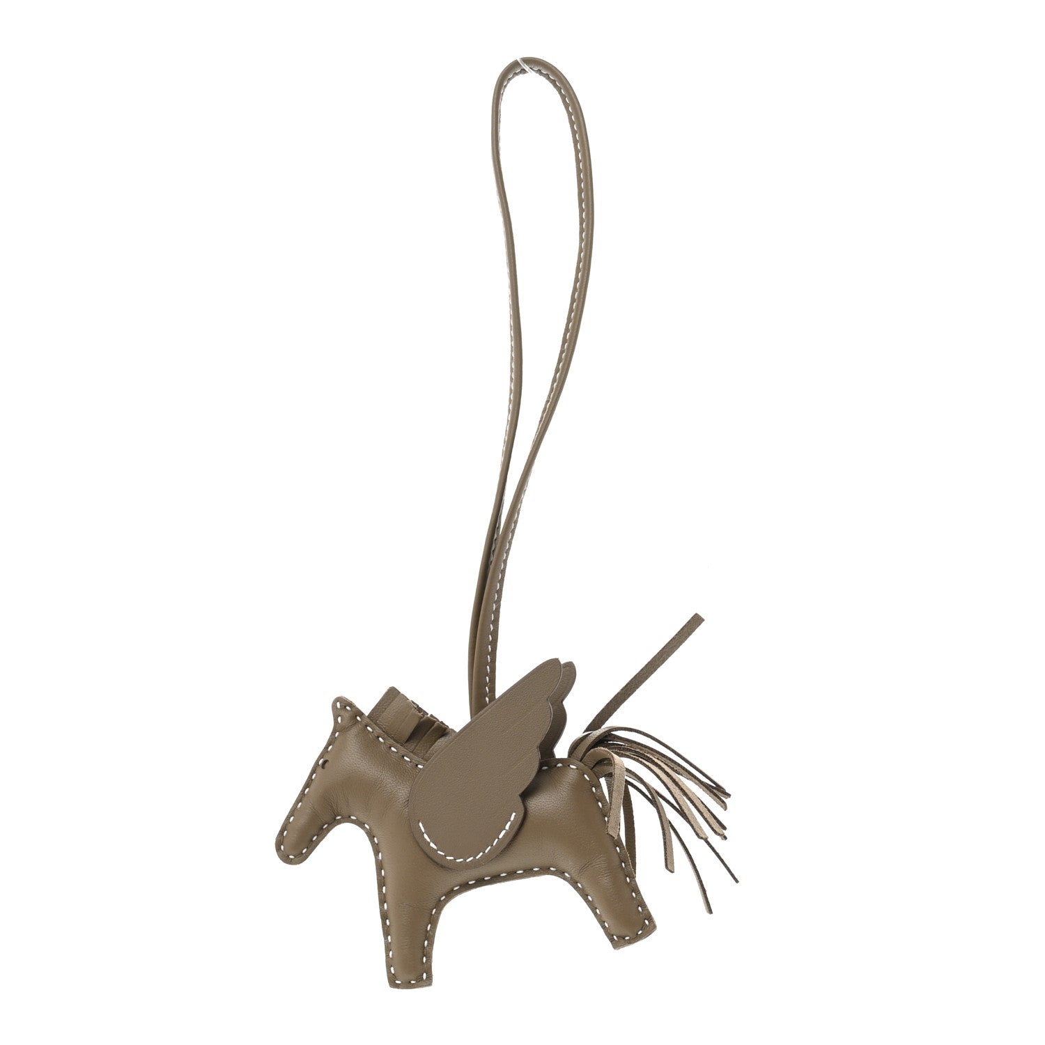 Hermes Milo Lambskin Grigri Rodeo Pegase Horse Bag Charm PM Etoupe 1 of 5