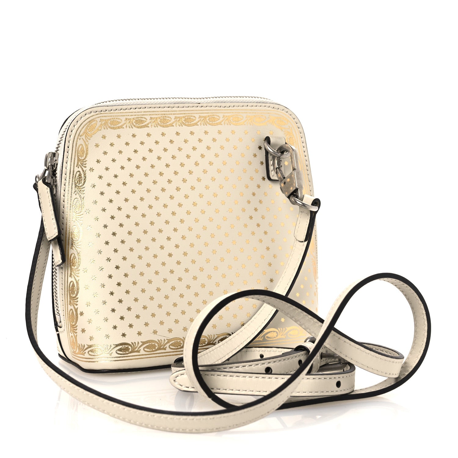 Gucci X SEGA Calfskin GUCCY Stars Mini Dome Shoulder Bag Mystic White Gold 3 of 14