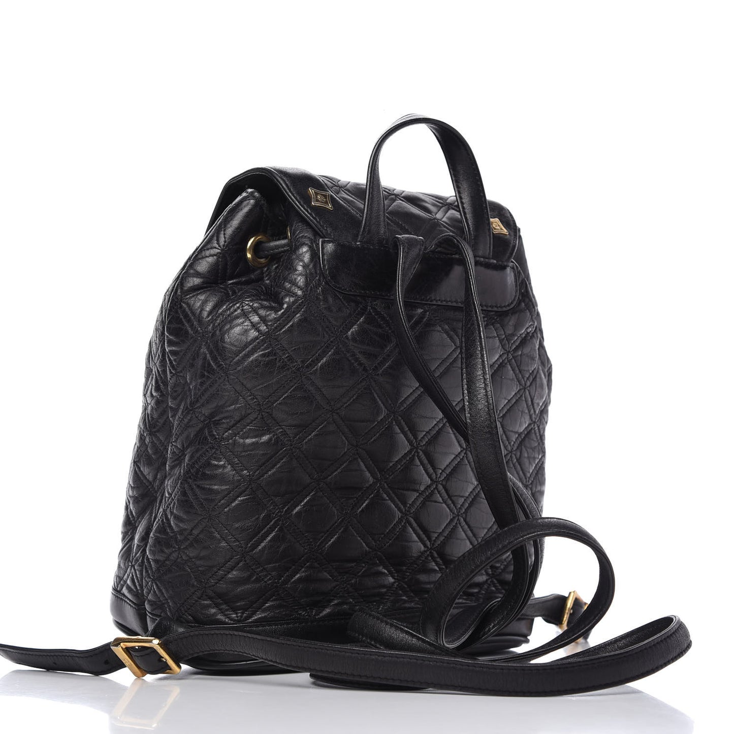 Calfskin Quilted Studded Backpack Black