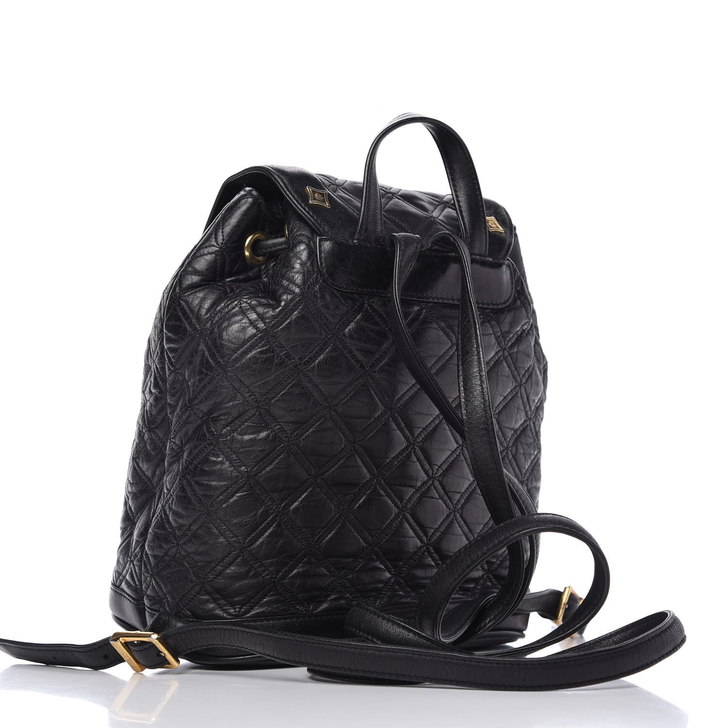 MCM Calfskin Quilted Studded Backpack Black 3 of 9