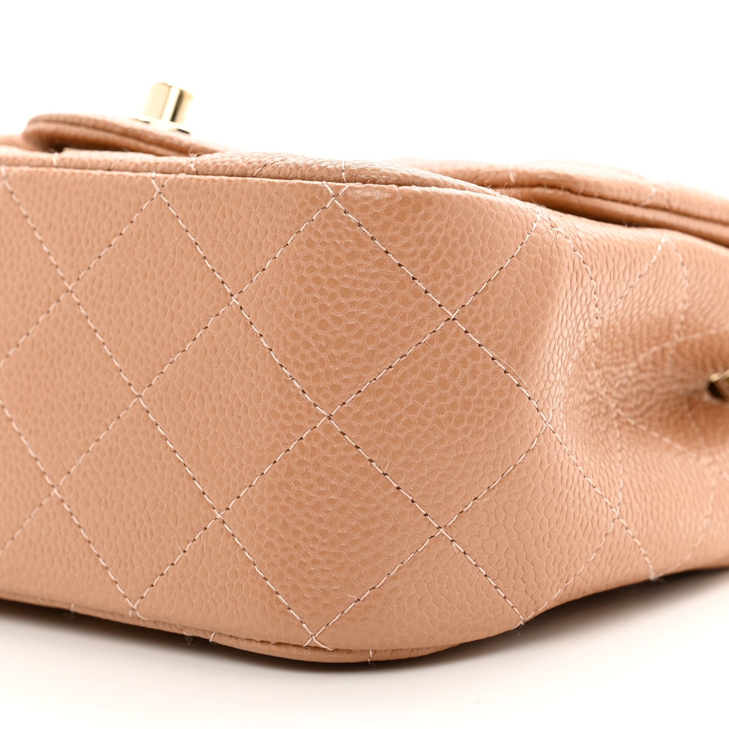Caviar Quilted Mini Square Flap Beige