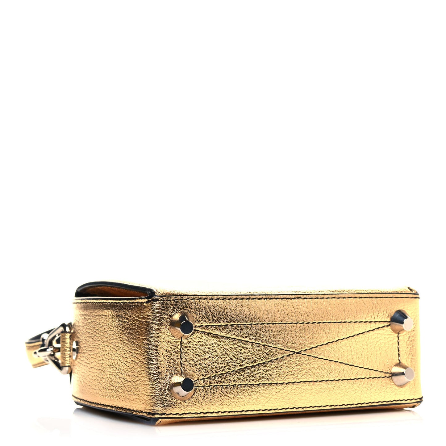 Metallic Fine Grain Goatskin Box Shoulder Bag 19 Gold