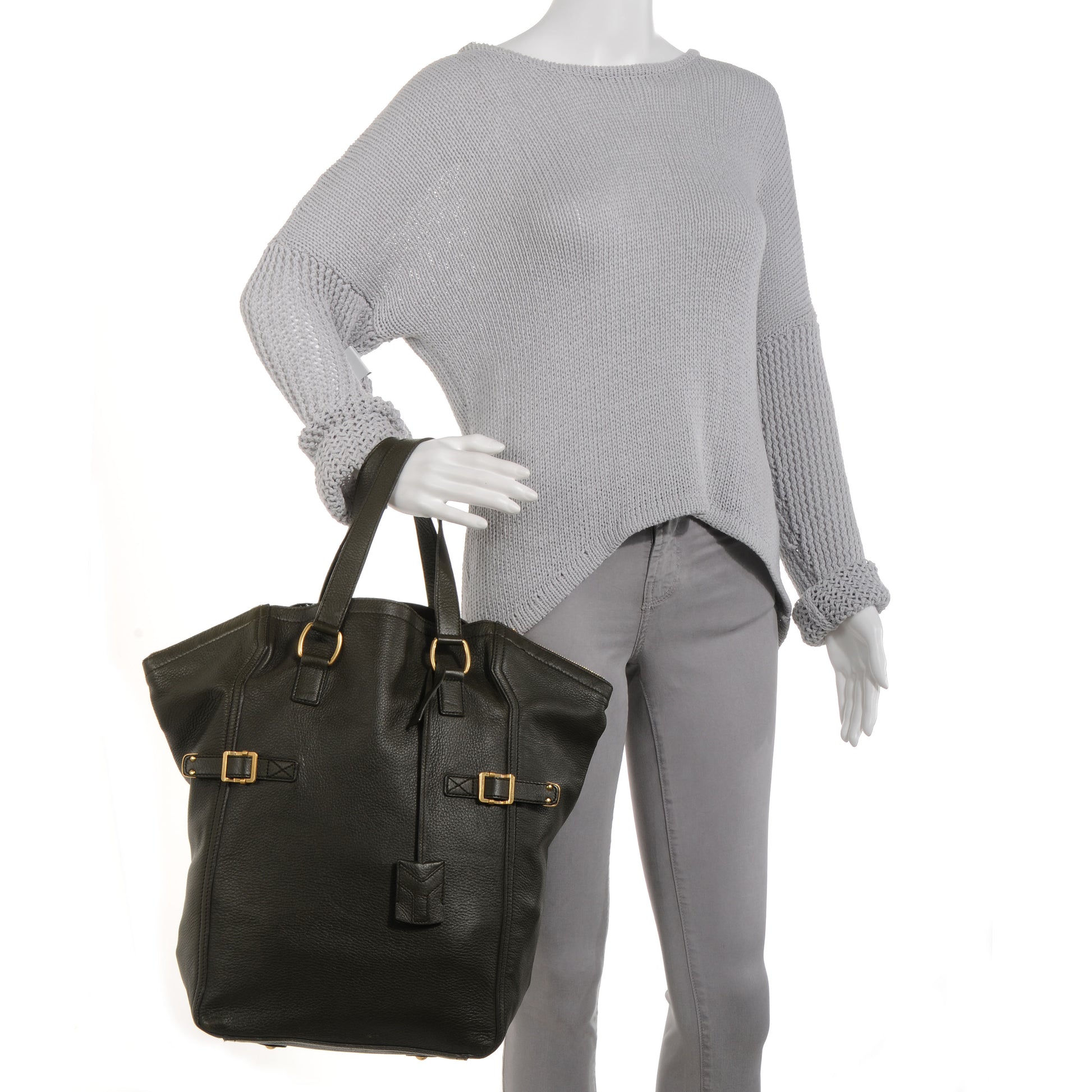 Saint Laurent Large Downtown Tote Olive 2 of 10