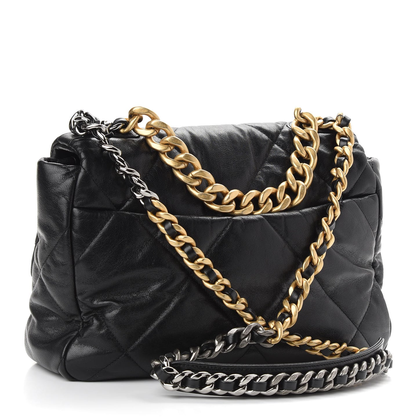 Lambskin Quilted Large Chanel 19 Flap Black
