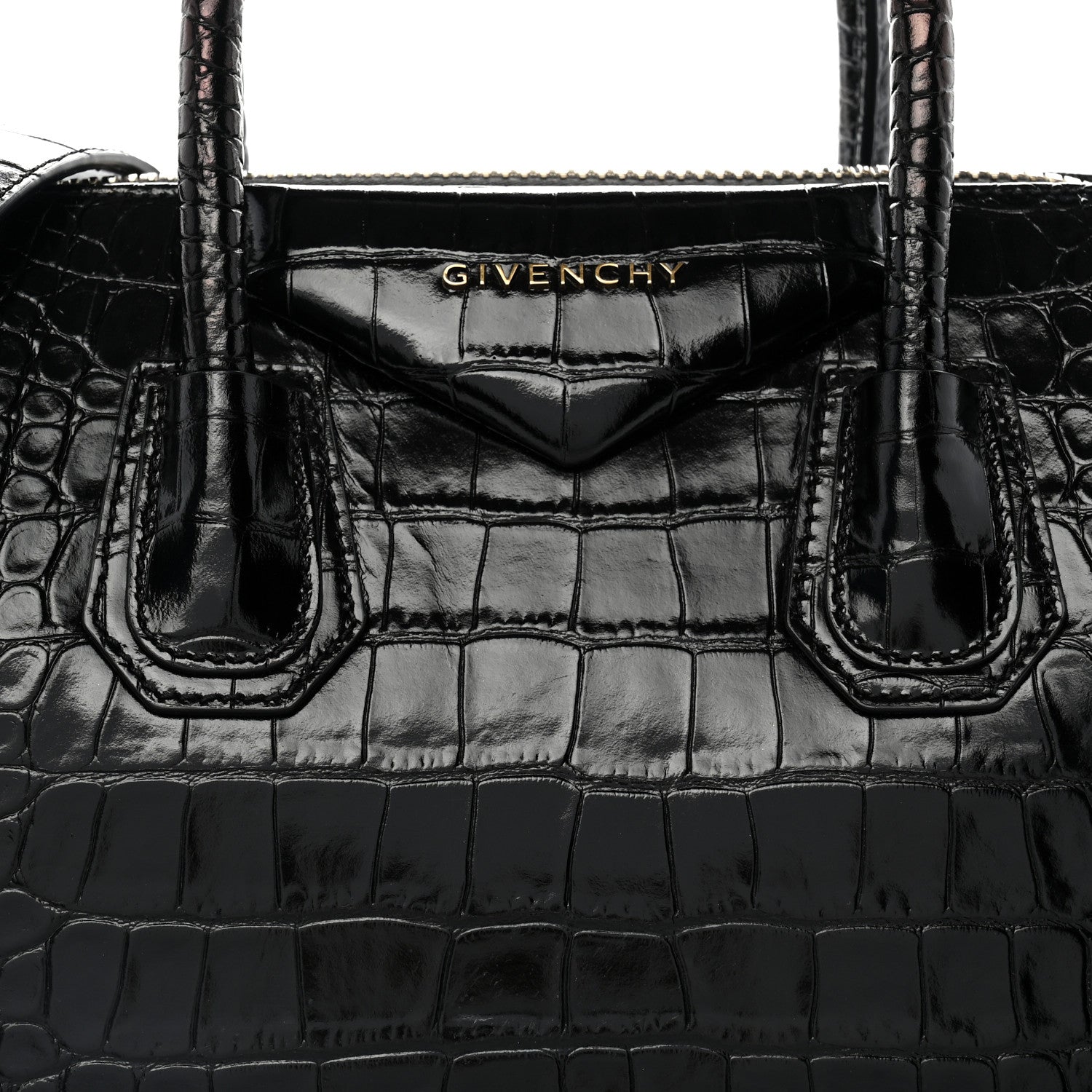 Givenchy Calfskin Crocodile Embossed Small Antigona Black 8 of 11