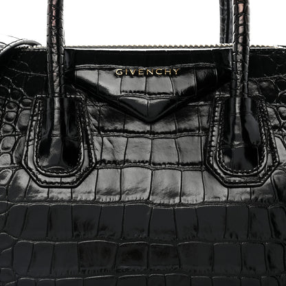 Givenchy Calfskin Crocodile Embossed Small Antigona Black 8 of 11