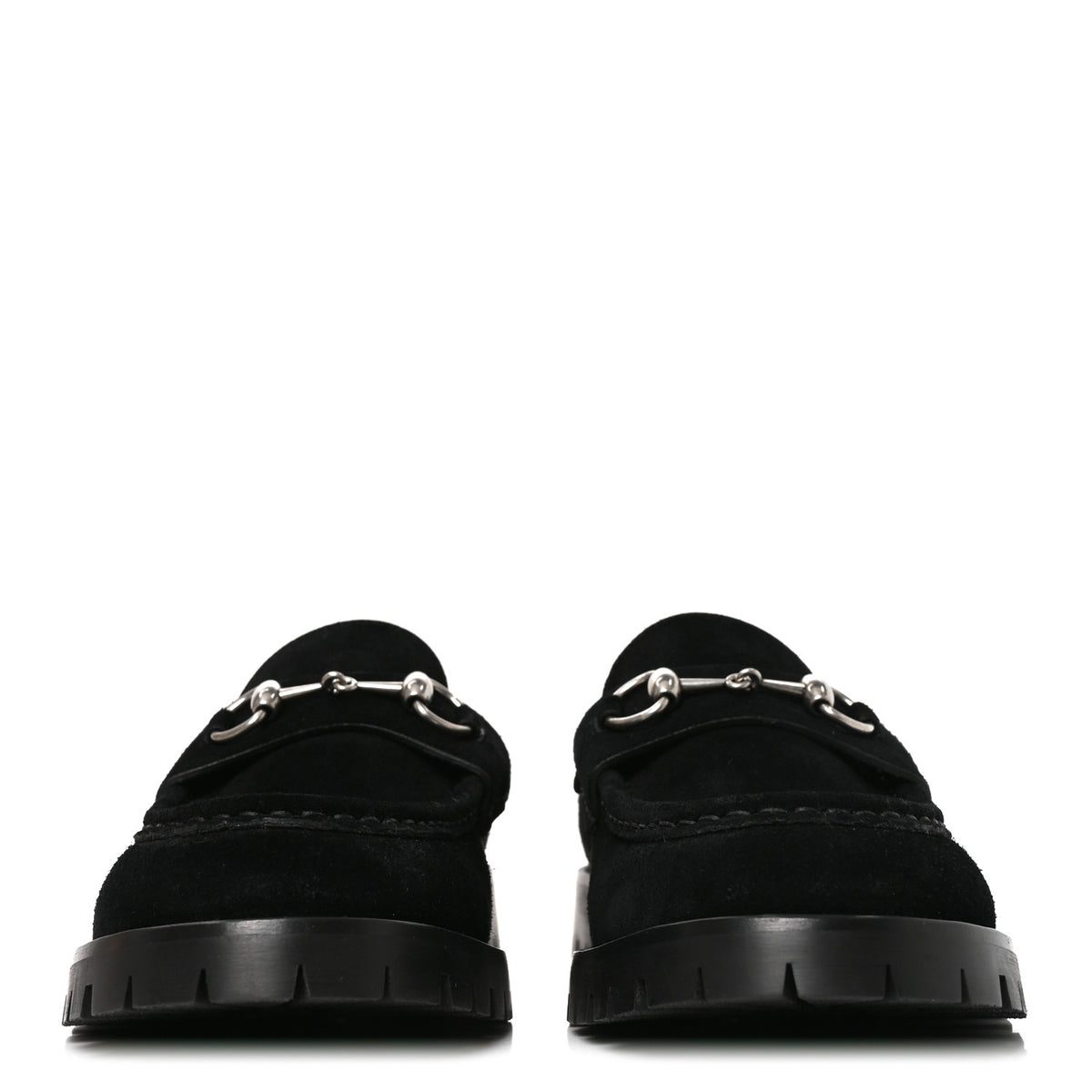Gucci Suede Mens Horsebit Loafers 7.5 Black 2 of 8