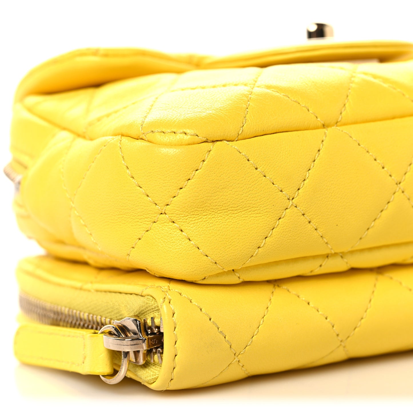 Lambskin Quilted New Mini Flap Yellow