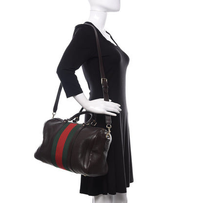 Gucci Calfskin Vintage Web Medium Boston Dark Brown 2 of 10