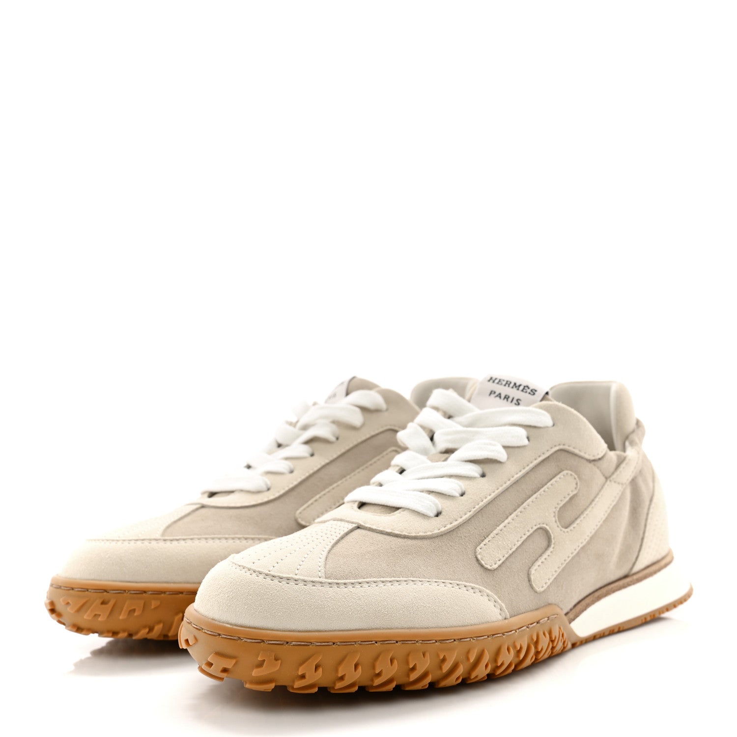 Hermes Suede Goatskin Jet Sneakers 36 Beige Esquisse Glaise