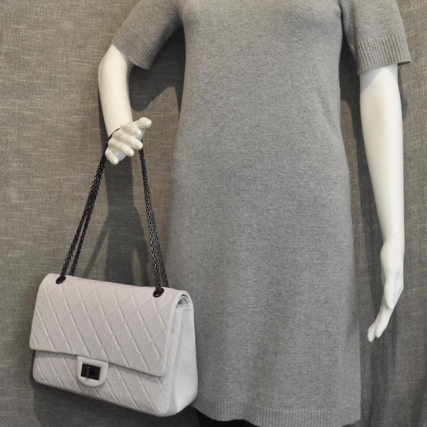 Distressed Leather 2.55 Reissue 227 Jumbo Flap White