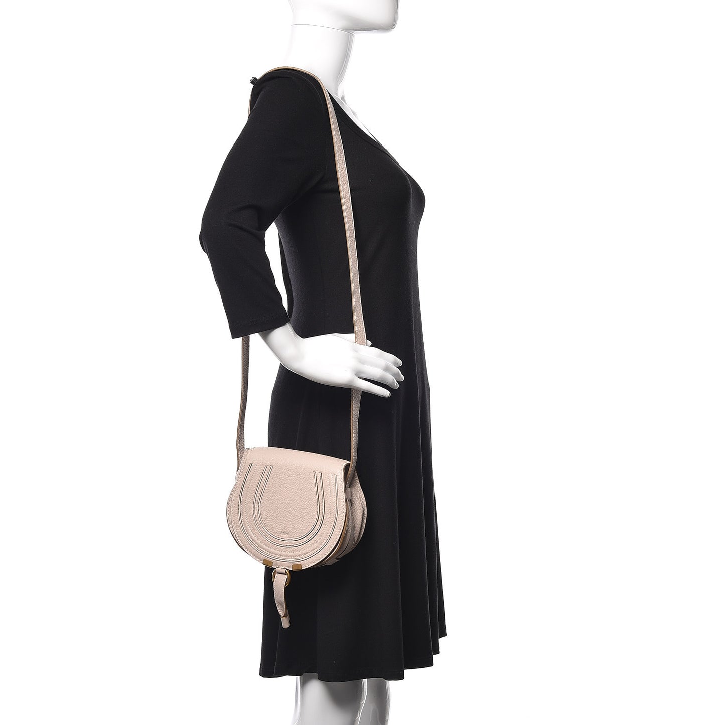 Calfskin Mini Marcie Round Crossbody Bag Abstract White