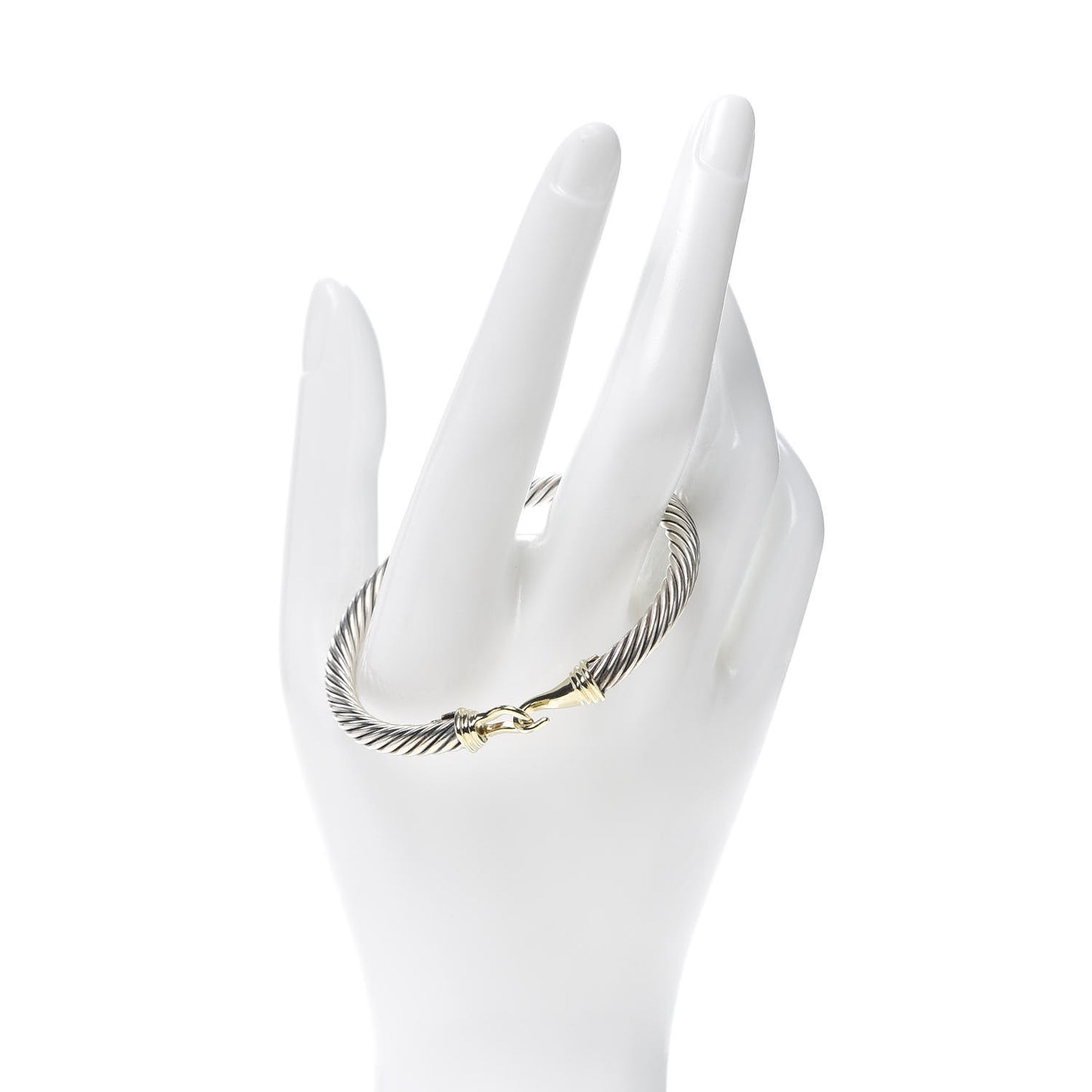 Sterling Silver 14K Yellow Gold 5mm Cable Classic Buckle Bracelet