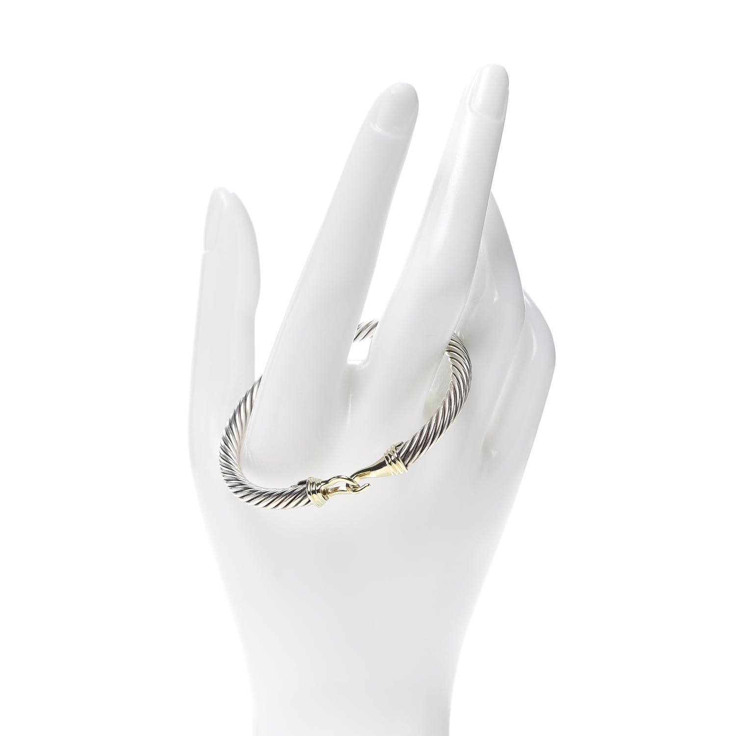David Yurman Sterling Silver 14K Yellow Gold 5mm Cable Classic Buckle Bracelet 2 of 5
