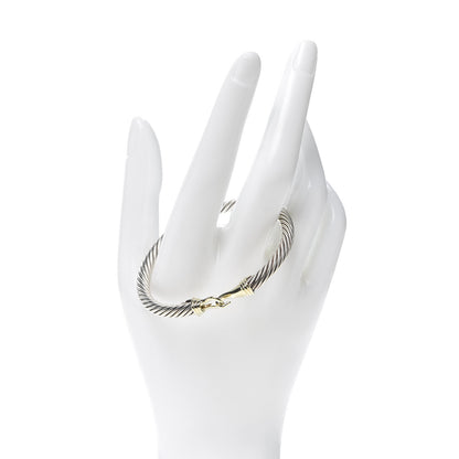 David Yurman Sterling Silver 14K Yellow Gold 5mm Cable Classic Buckle Bracelet 2 of 5