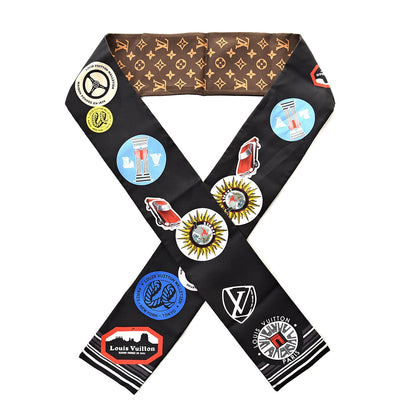Louis Vuitton Silk Monogram World Tour Stickers Bandeau Black 1 of 5