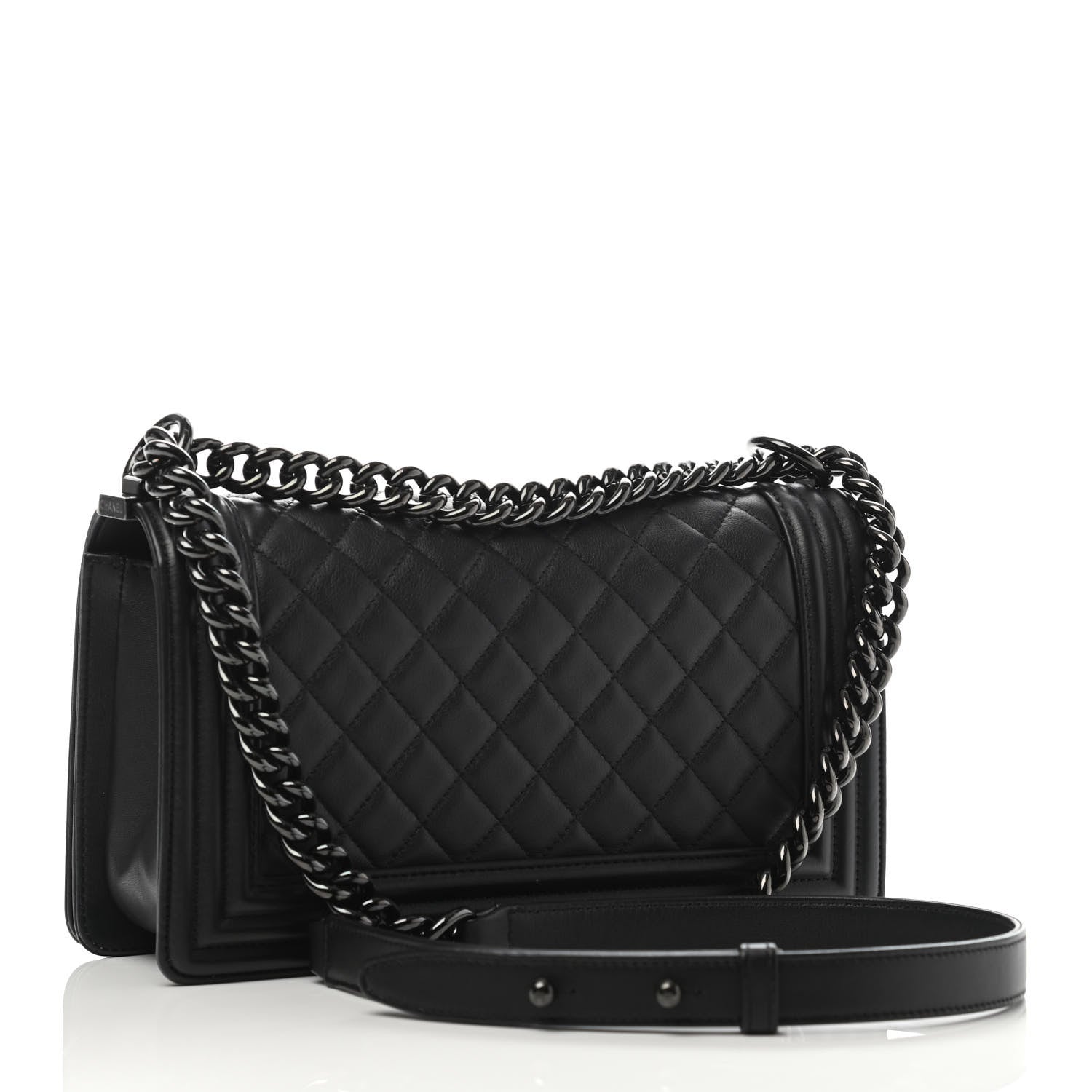 Chanel Calfskin Quilted Medium Boy Flap So Black 2 of 4