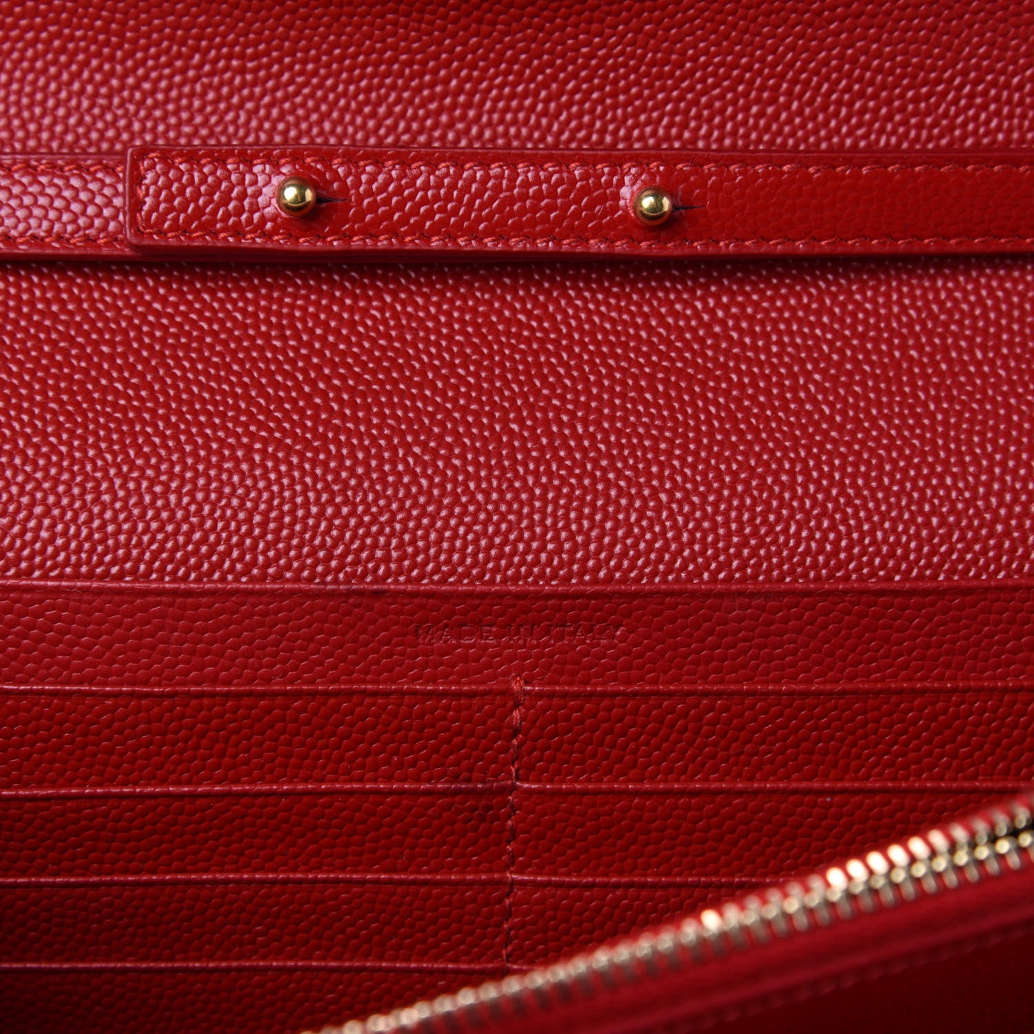 Saint Laurent Grain De Poudre Matelasse Chevron Monogram Chain Wallet Red 9 of 12