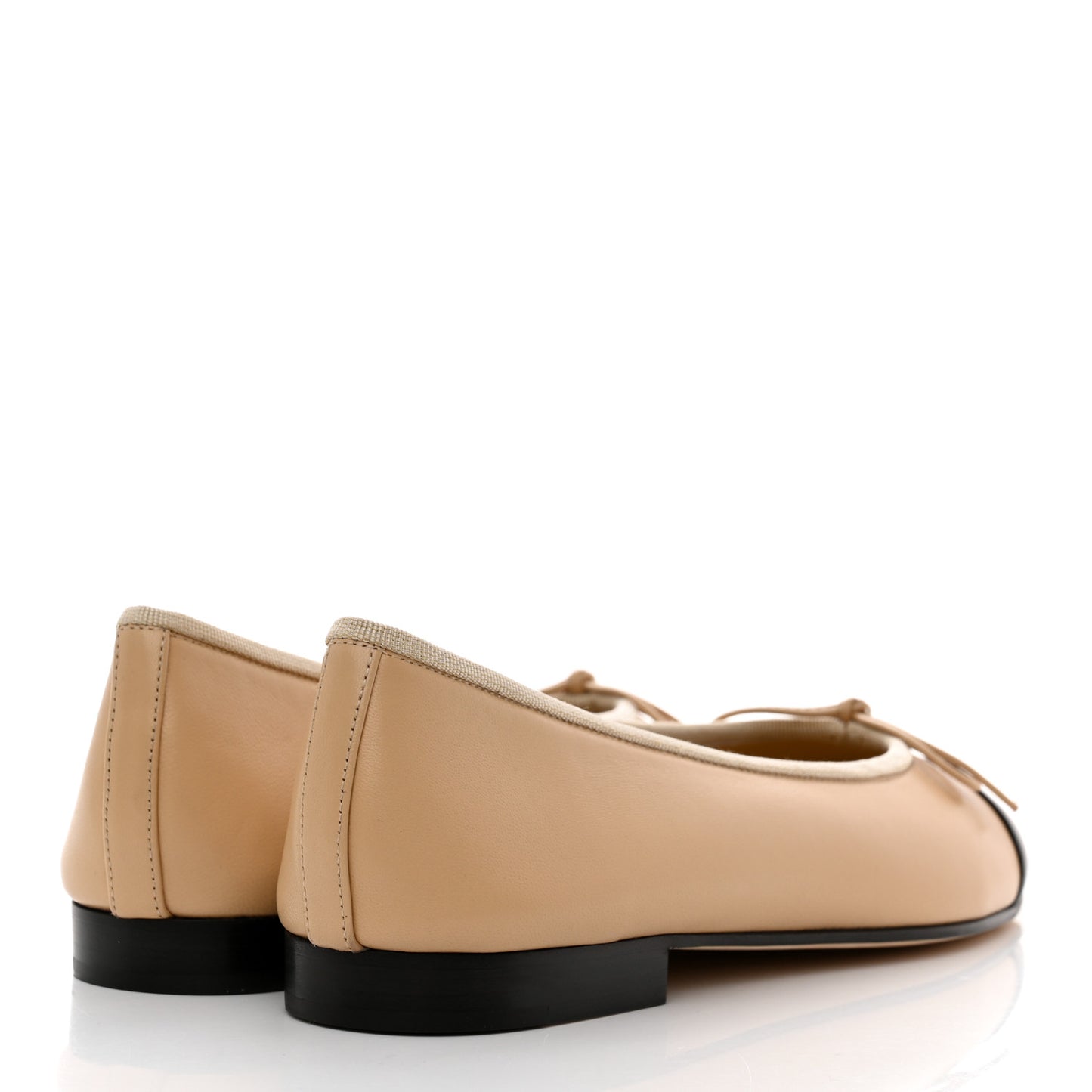 Lambskin Cap Toe CC Ballerina Flats 37.5 Beige Black