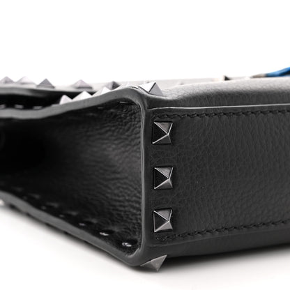 Valentino Garavani Pebbled Calfskin Monochrome Medium Rockstud Flip Lock Crossbody Bag Black 8 of 10