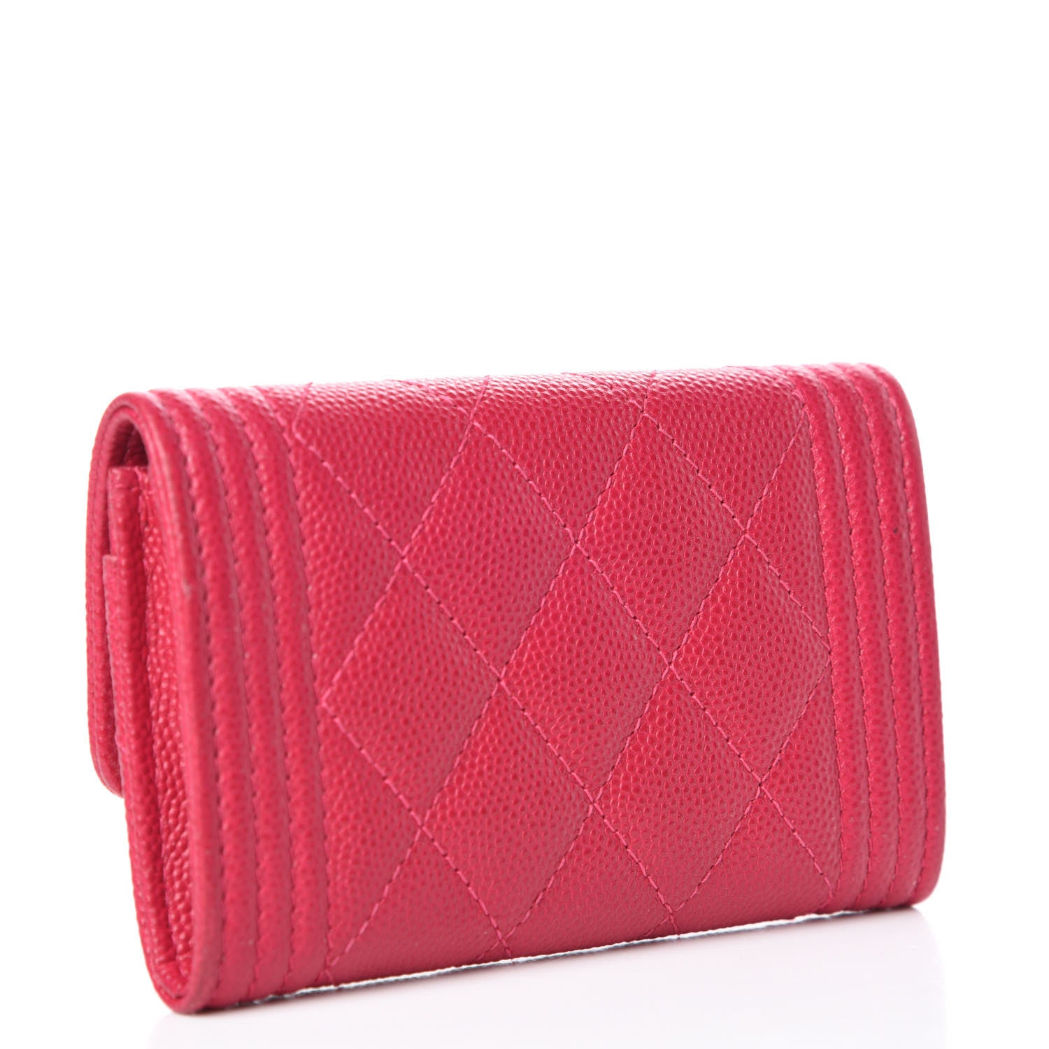 Chanel Caviar Quilted Boy Card Holder Wallet Fuchsia 3 of 11