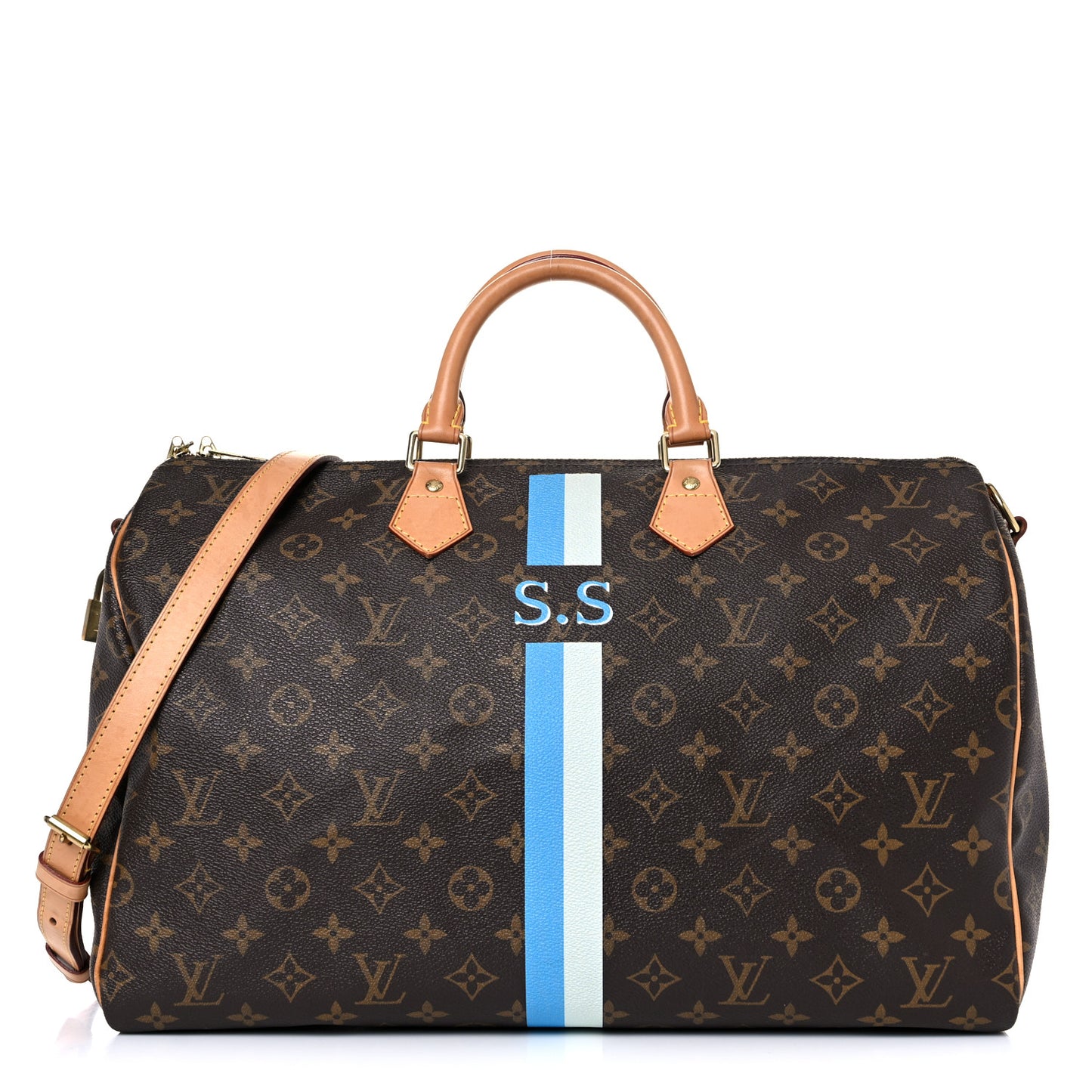 Monogram My LV Heritage Speedy Bandouliere 40 Gris Blue Clair