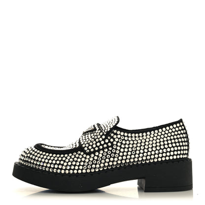 Prada Satin Crystal Metal Triangle Logo 50mm Loafers 38 Cristal 1 of 9