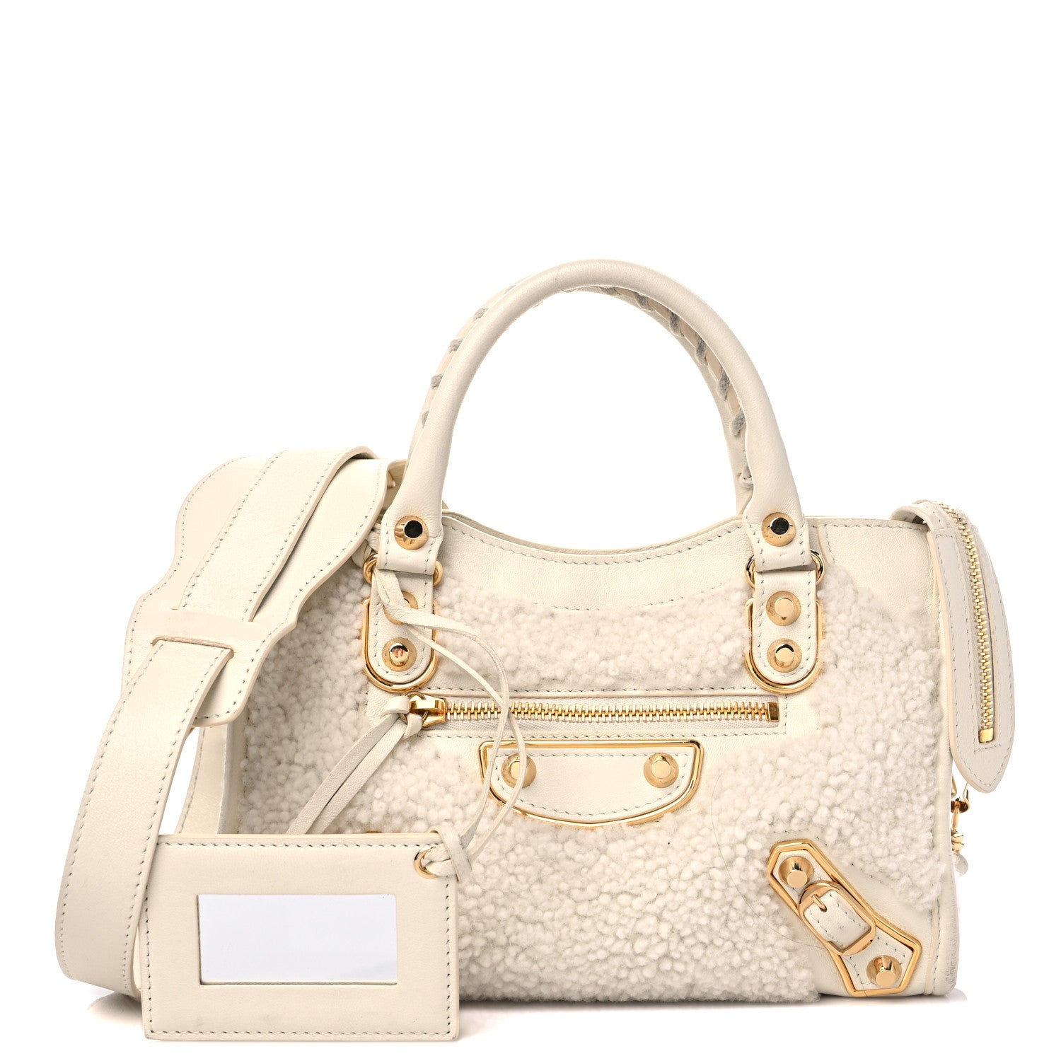 Balenciaga Shearling Nappa Gold Metallic Edge Hardware Mini City Cream 1 of 15