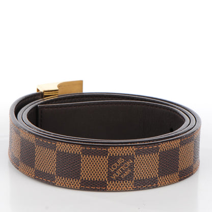 Louis Vuitton Damier Ebene LV Paris Buckle Belt Gold 90 36 3 of 5