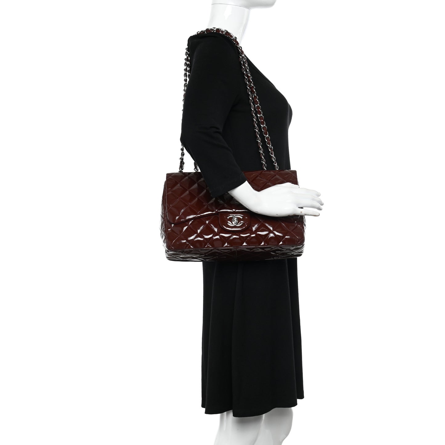 Patent Jumbo Single Flap Bordeaux