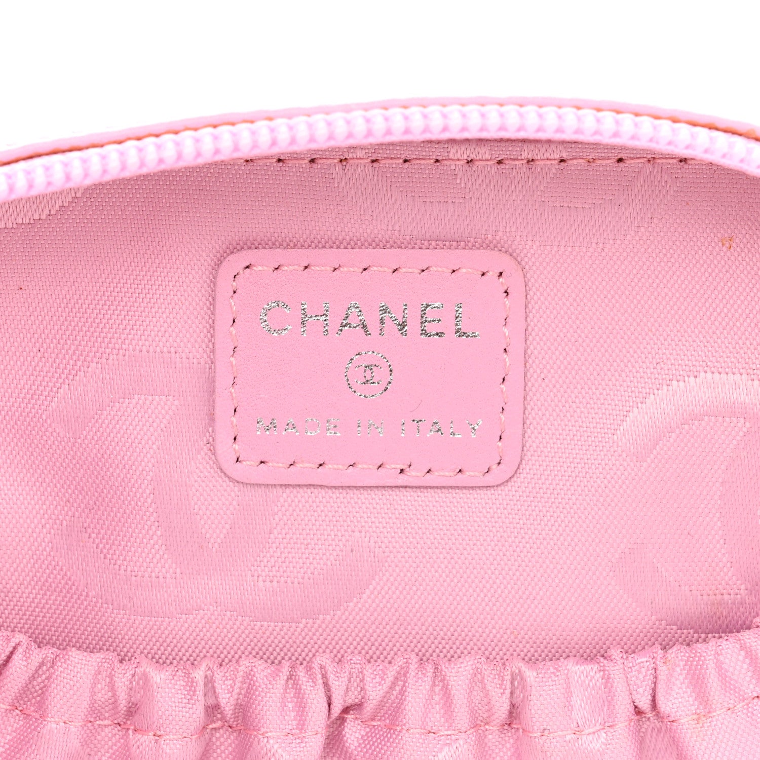 Chanel Calfskin Quilted Cambon Zip Around Makeup Pouch Pink Black 6 of 15