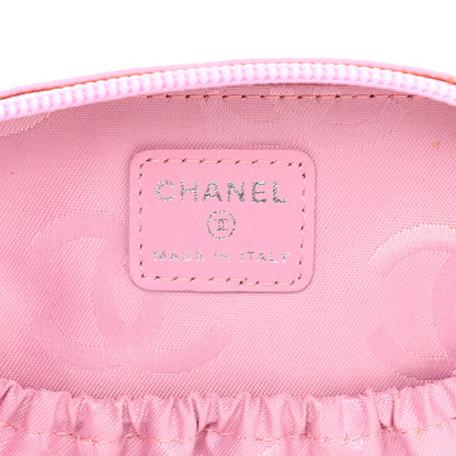 Chanel Calfskin Quilted Cambon Zip Around Makeup Pouch Pink Black 6 of 15