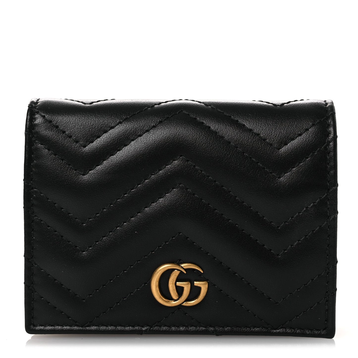 Calfskin Matelasse GG Marmont Card Case Wallet Black