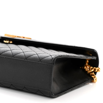 Saint Laurent Grain De Poudre Textured Mixed Matelasse Large Triquilt Monogram Satchel Black 10 of 10