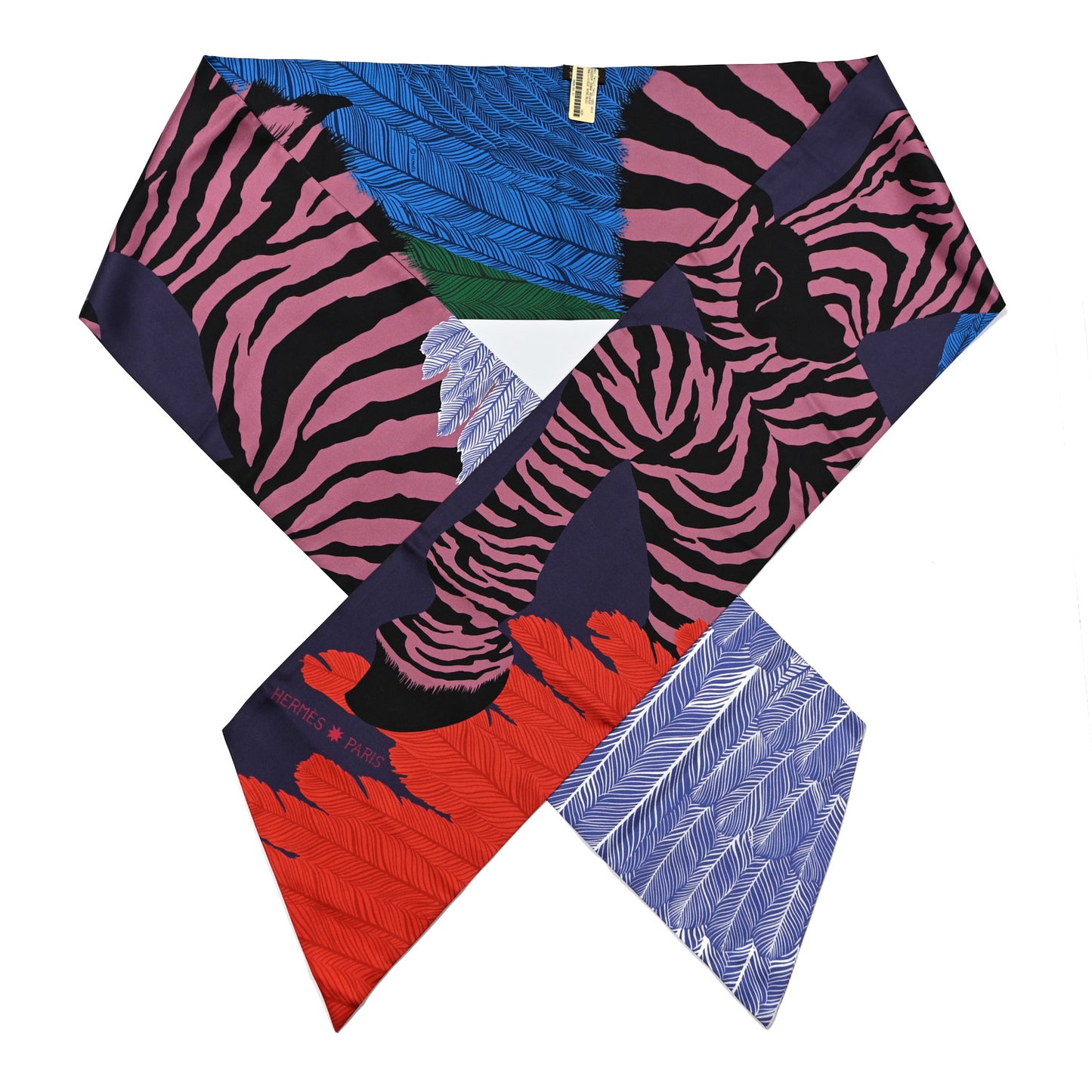 Silk Zebra Pegasus Maxi Twilly Corail Vieux Rose Bleu