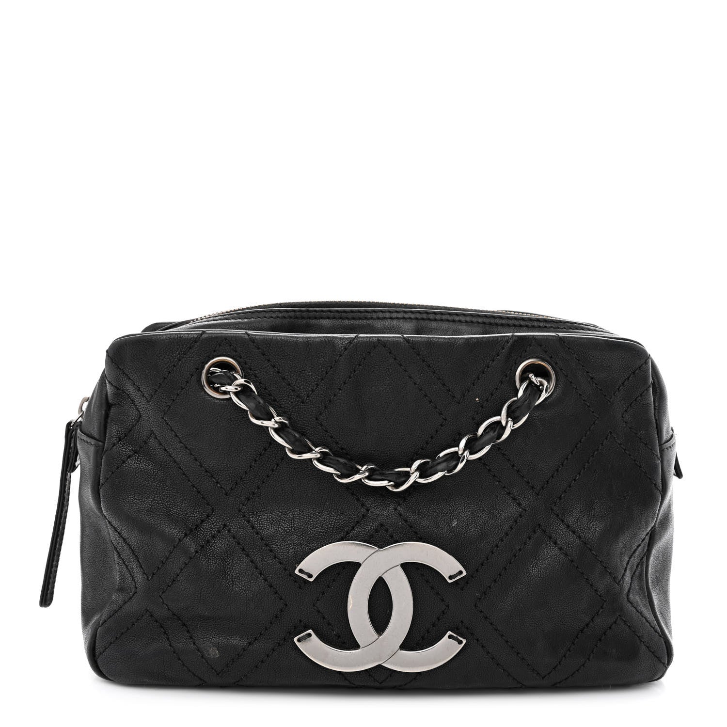 Chanel Calfskin Small Diamond Stitch Tote Black 1 of 15