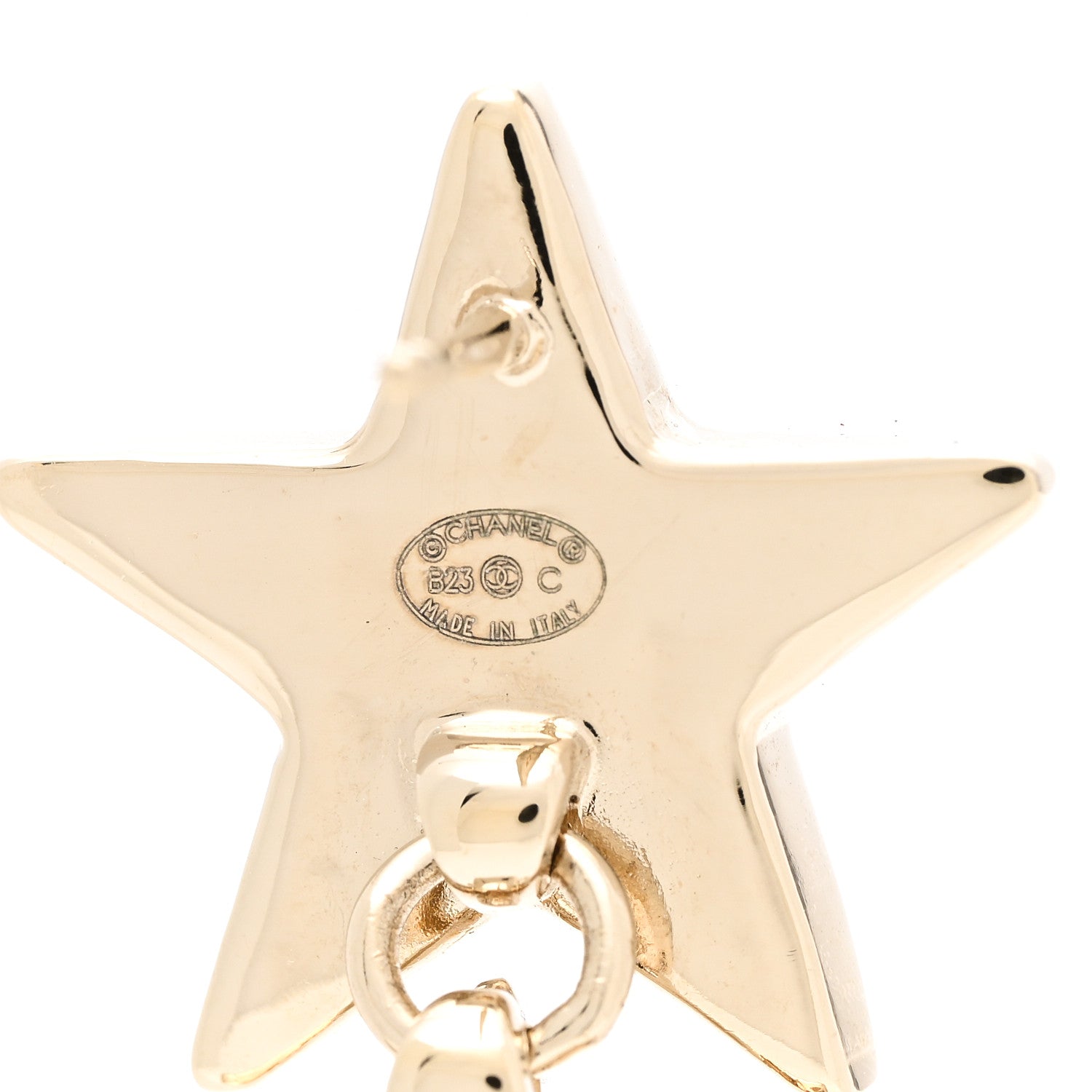Chanel Crystal CC Star Long Drop Earrings Gold 4 of 4