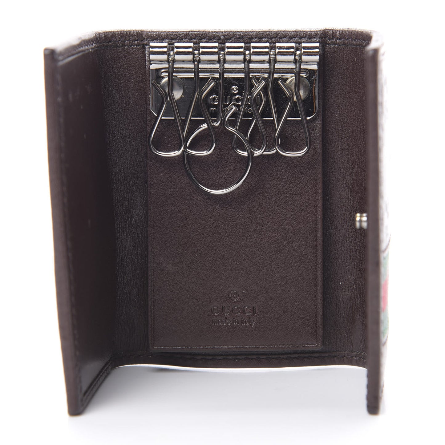 Guccissima Web 6 Key Holder Case Brown