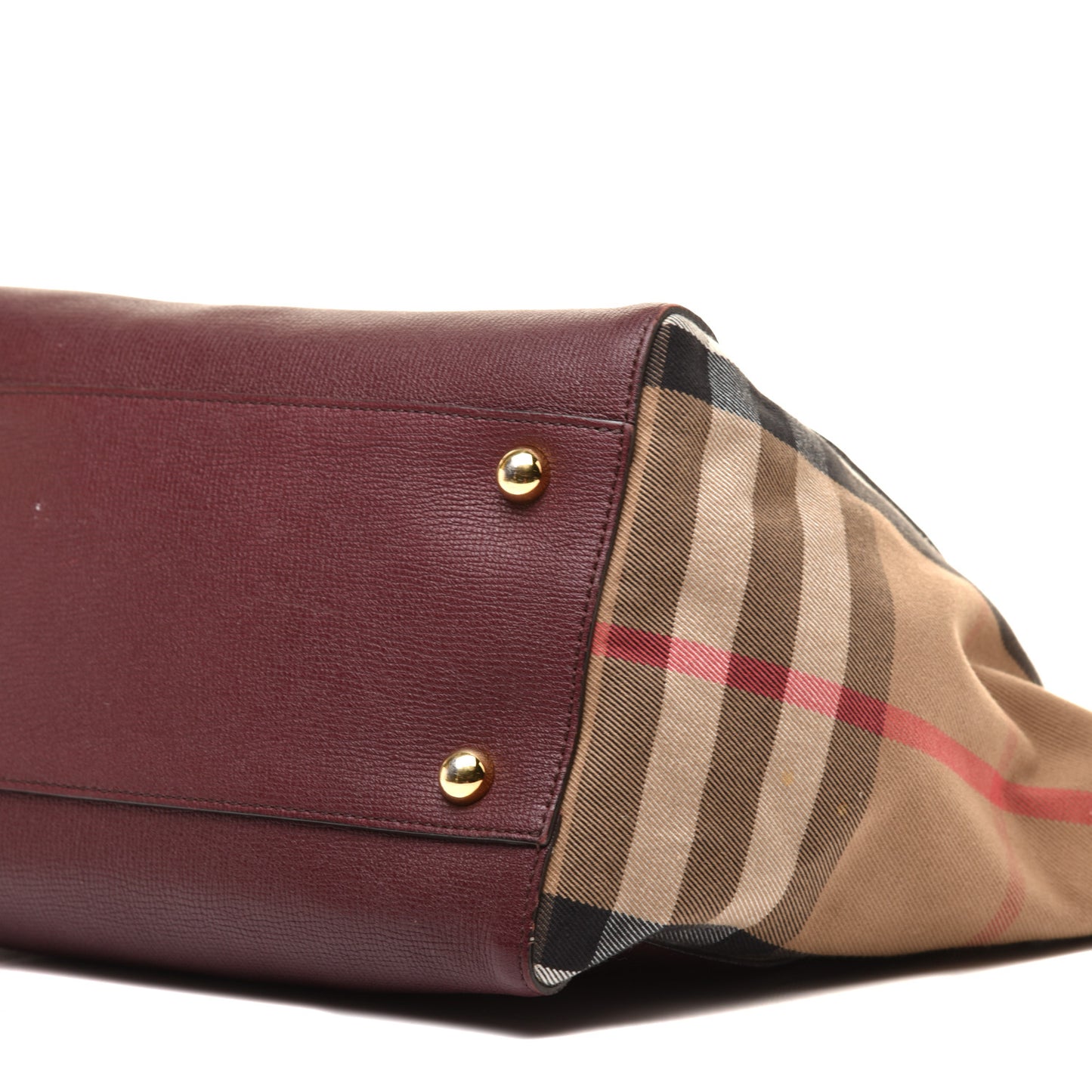 Grainy Calfskin House Check Small Canterbury Tote Mahogany Red