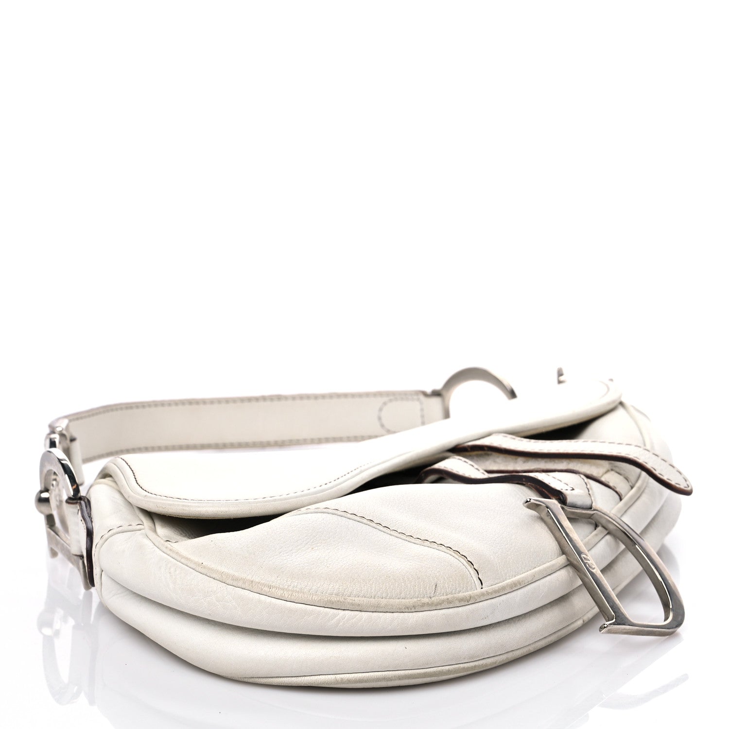 Christian Dior Calfskin Saddle Bag White 3 of 20