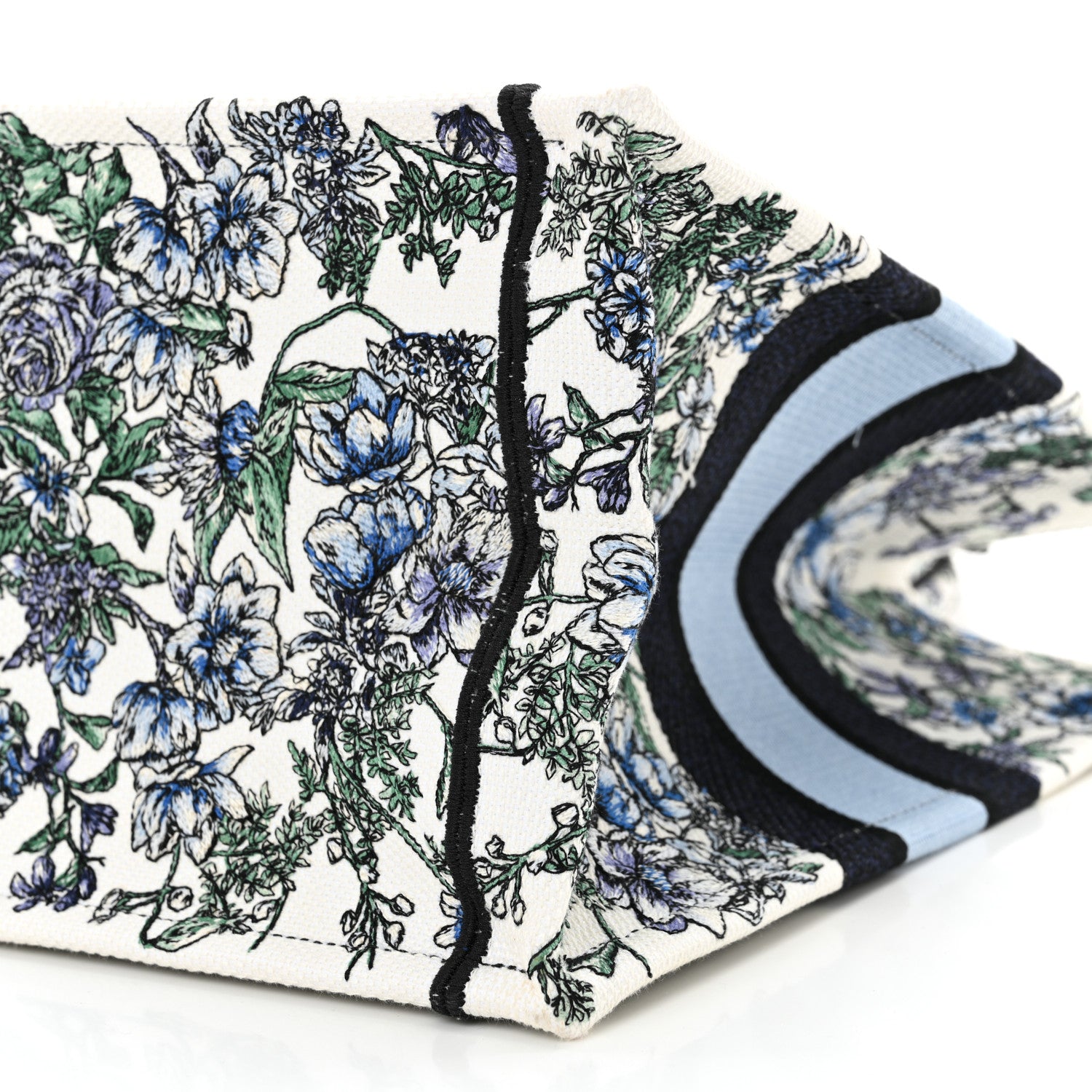 Christian Dior Canvas Embroidered Medium Flowers Book Tote Blue 10 of 10