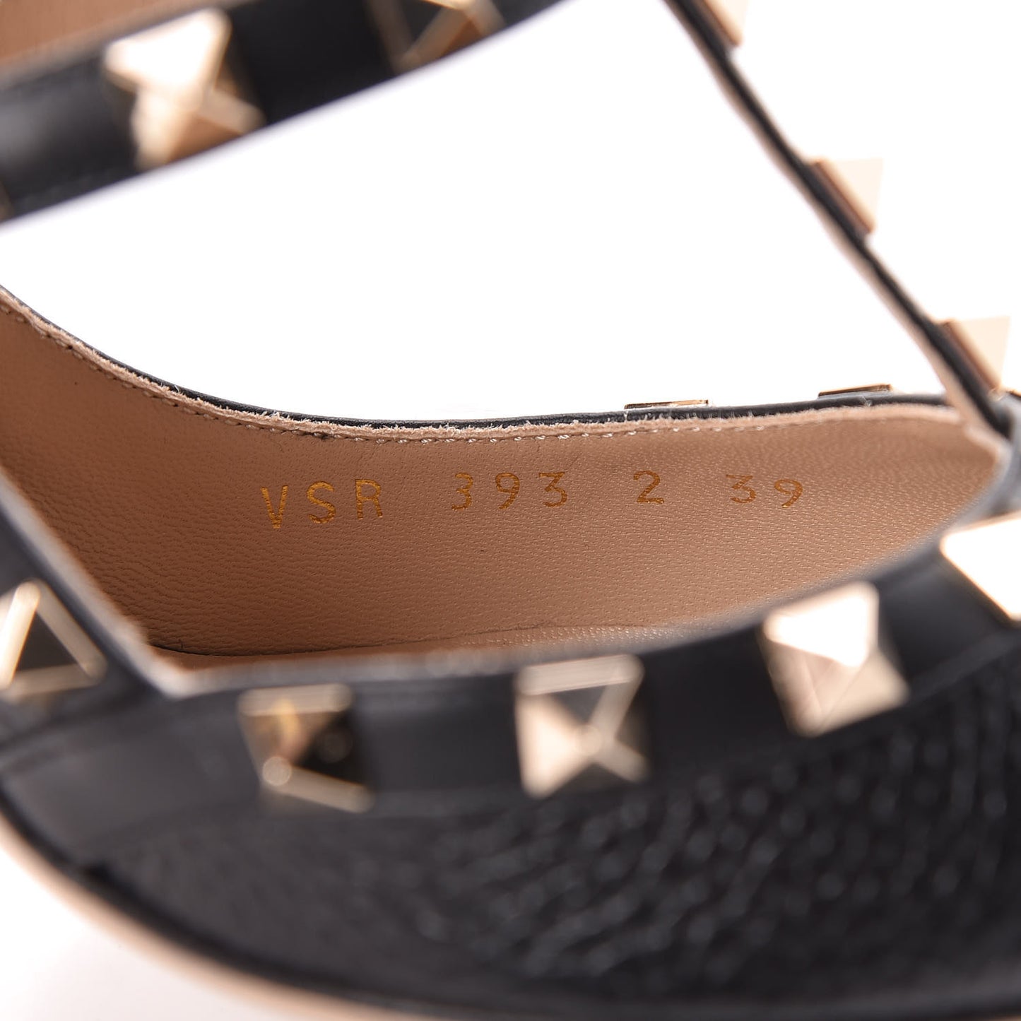 Pebbled Calfskin Rockstud Ankle Strap Pumps 39 Black