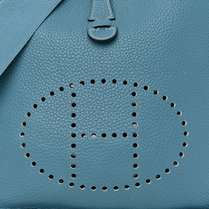 Hermes Taurillon Clemence Evelyne PM Blue Jean 9 of 15