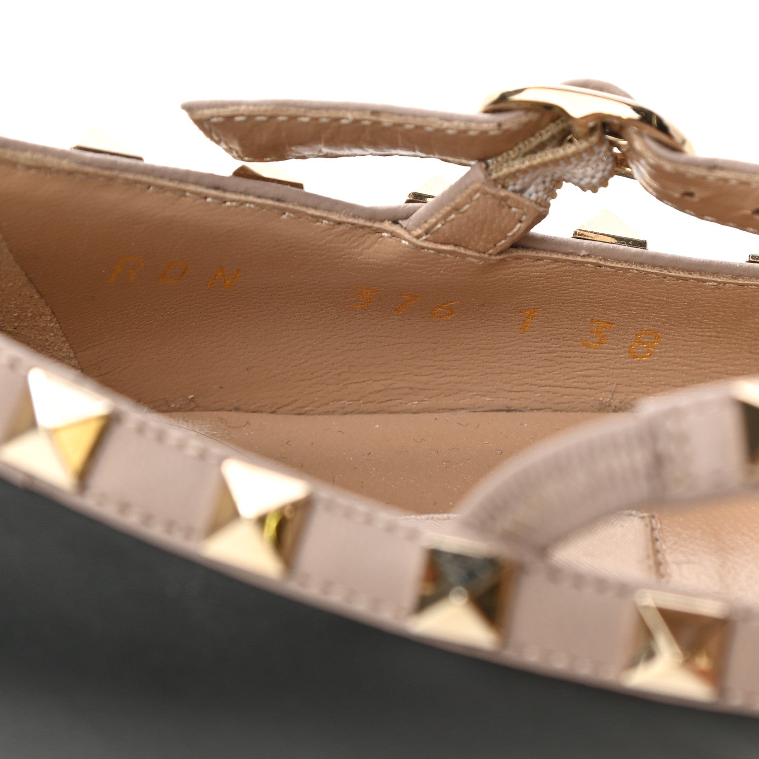 Valentino Garavani Calfskin Nappa Rockstud Cage Ballerina Flats 38 Black Poudre 8 of 8