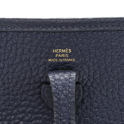 Hermes Taurillon Clemence Amazone Maxi Quadrille Evelyne TPM Bleu Nuit Bleu Saphir Anemone Capucine 6 of 12