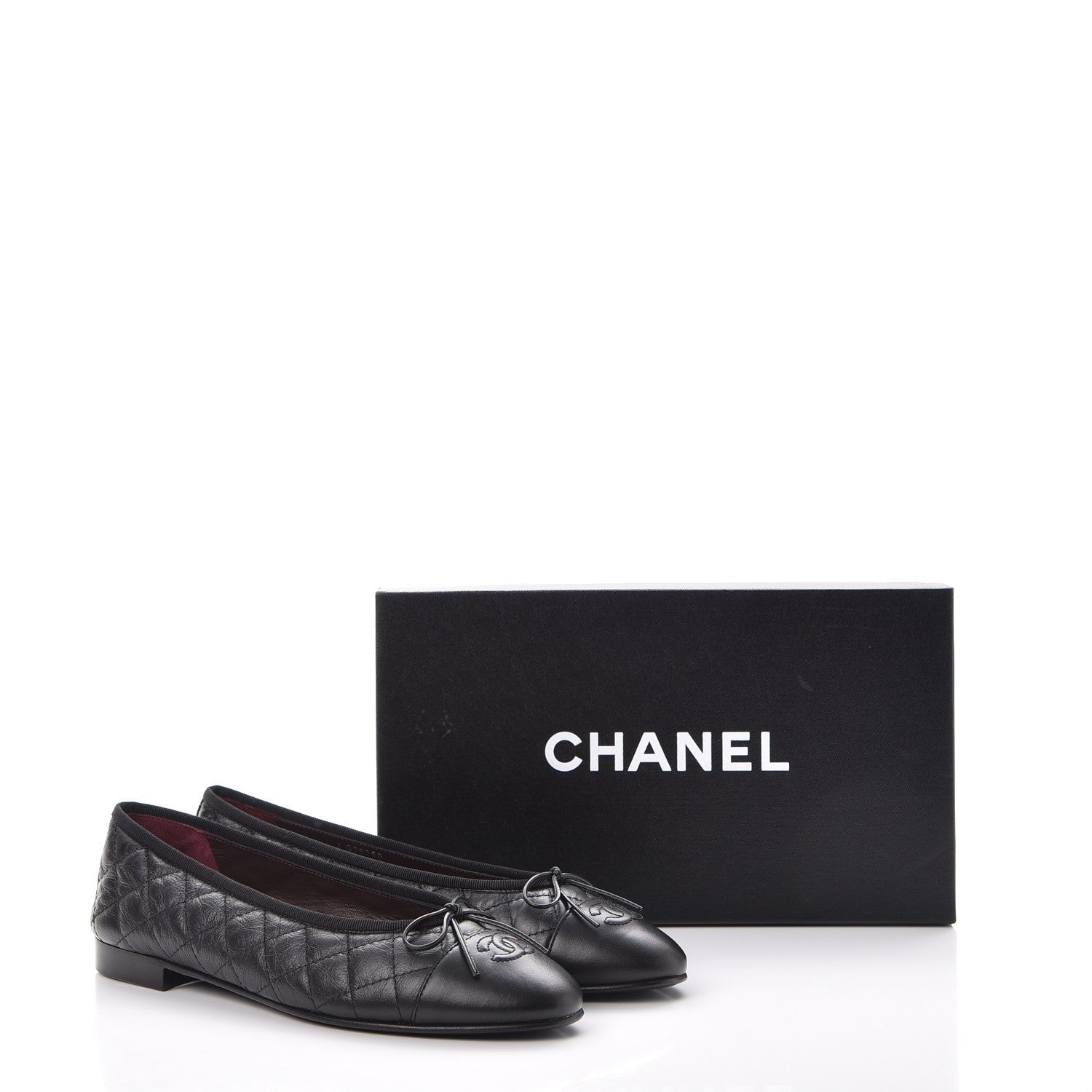 Chanel Aged Calfskin Quilted Cap Toe Ballerina Flats 40.5 Black 9 of 9