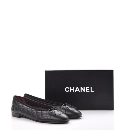 Chanel Aged Calfskin Quilted Cap Toe Ballerina Flats 40.5 Black 9 of 9