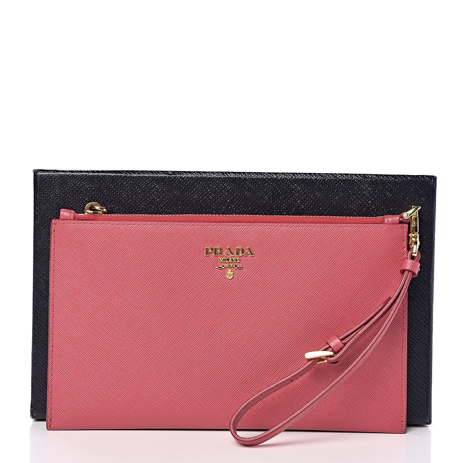 Prada Saffiano Flat Zip Wristlet Peonia 8 of 8