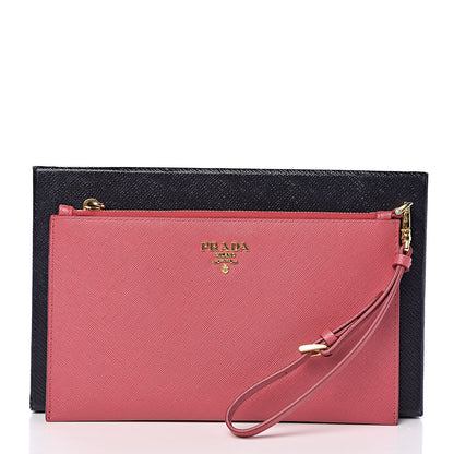 Prada Saffiano Flat Zip Wristlet Peonia 8 of 8